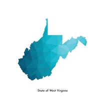 vector geïsoleerd illustratie icoon met vereenvoudigd blauw kaart silhouet van staat van west Virginia, Verenigde Staten van Amerika. veelhoekige meetkundig stijl. wit achtergrond.
