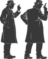 ai gegenereerd silhouet detective in actie vol lichaam zwart kleur enkel en alleen vector