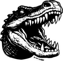 alligator - zwart en wit geïsoleerd icoon - vector illustratie