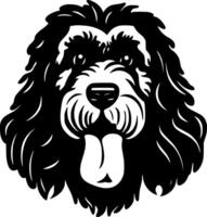 poedel hond, zwart en wit vector illustratie