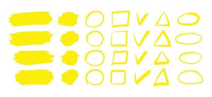 geel markeerstift elementen. onderstrepen element, kleur tekst markering. vector