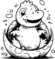 schattig tekenfilm krokodil zittend in een ei. vector illustratie.