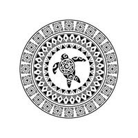 ronde tatoeëren ornament met schildpad Maori stijl. Afrikaanse, azteken of mayan etnisch stijl. vector