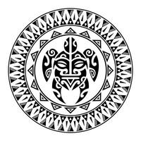 ronde tatoeëren ornament met schildpad Maori stijl. Afrikaanse, azteken of mayan etnisch stijl. vector