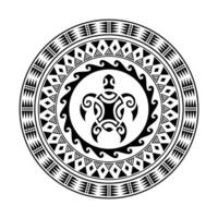 ronde tatoeëren ornament met schildpad Maori stijl. Afrikaanse, azteken of mayan etnisch stijl. vector