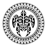 ronde tatoeëren ornament met schildpad Maori stijl. Afrikaanse, azteken of mayan etnisch stijl. vector