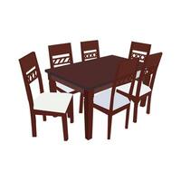 vector tafel met vier poten licht bruin.koffie tafel en drie stoelen. vector illustratie.