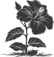 ai gegenereerd silhouet hibiscus bloem in de grond zwart kleur enkel en alleen vector