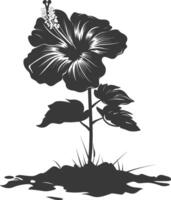 ai gegenereerd silhouet hibiscus bloem in de grond zwart kleur enkel en alleen vector