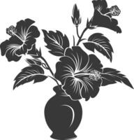 ai gegenereerd silhouet hibiscus bloem in de vaas zwart kleur enkel en alleen vector