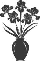 ai gegenereerd silhouet iris bloem in de vaas zwart kleur enkel en alleen vector