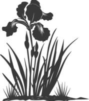 ai gegenereerd silhouet iris bloem in de grond zwart kleur enkel en alleen vector