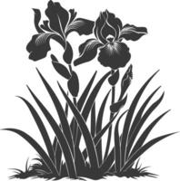 ai gegenereerd silhouet iris bloem in de grond zwart kleur enkel en alleen vector