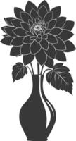 ai gegenereerd silhouet dahlia bloem in de vaas zwart kleur enkel en alleen vector