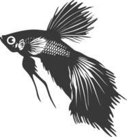 ai gegenereerd silhouet guppy vis dier zwart kleur enkel en alleen vol lichaam vector