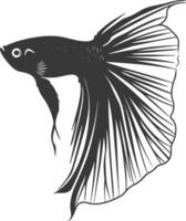 ai gegenereerd silhouet guppy vis dier zwart kleur enkel en alleen vol lichaam vector