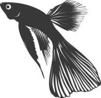 ai gegenereerd silhouet guppy vis dier zwart kleur enkel en alleen vol lichaam vector