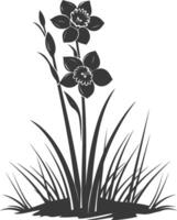 ai gegenereerd silhouet gele narcis bloem in de grond zwart kleur enkel en alleen vector