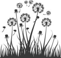 ai gegenereerd silhouet paardebloemen bloem single zwart kleur enkel en alleen vector