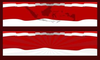 rode en witte banner met Indonesische kaart en wapperende vlag vector