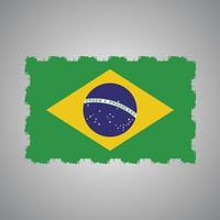 braziliaanse vlag met waterverf geschilderd penseel vector