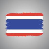 vlag van thailand met aquarel geschilderd penseel vector