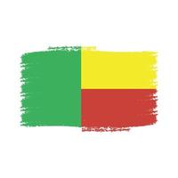 Benin vlag met aquarel geschilderd penseel vector