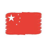 china vlag met aquarel geschilderd penseel vector