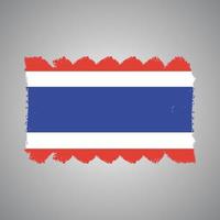 vlag van thailand met aquarel geschilderd penseel vector