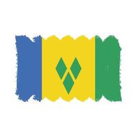 vlag van sint vincent en de grenadines met aquarel geschilderd penseel vector