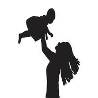 moeder Holding haar pasgeboren, silhouet vector