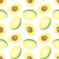 avocado patroon, hand getekend, gestileerde voor de helft van de fruit met noot binnen, Aan wit achtergrond. vector