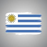 uruguay vlag met waterverf geschilderd penseel vector