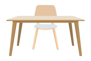 bureau met moderne mooie houten stoel en tafel met mooi design met 3d view vector