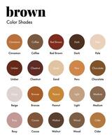 bruin kleur tinten stalen palet met namen vector
