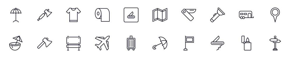 verzameling van gemakkelijk schets illustraties van reis, vakantie, vakantie. modern lijn pictogrammen voor appjes, web plaatsen, winkels, winkels vector