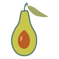 avocado met blad, tekenfilm stijl. modieus modern vector illustratie geïsoleerd Aan wit achtergrond, hand- getrokken, vlak ontwerp.