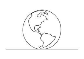 aarde wereldbol doorlopend een lijn tekening vector illustratie. pro vector