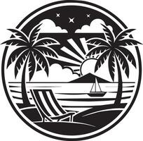 ai gegenereerd zwart en wit strand surfing logo, strand vakantie logo. vector