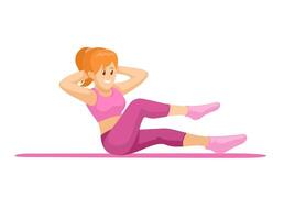 vrouw training en yoga oefening sport tekenfilm illustratie vector