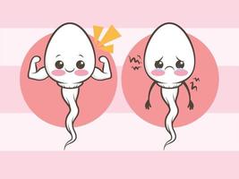 schattige gezonde en ongezonde zaadcellen. tekenfilm vector