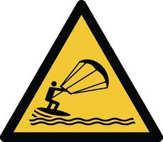 vlieger surfing iso waarschuwing symbool vector