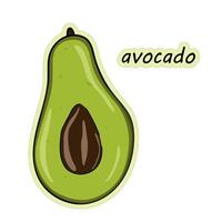 avocado is een BES. hand- getrokken avocado sticker, vector illustratie in tekening stijl.