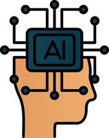 kunstmatig intelligentie- lijn gevulde helling icoon vector