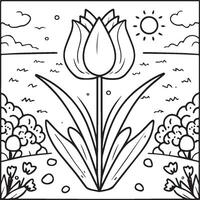 tulp kleur Pagina's. tulp bloem schets vector. bloemen kleur Pagina's voor kleur boek vector