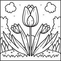 tulp kleur Pagina's. tulp bloem schets vector. bloemen kleur Pagina's voor kleur boek vector