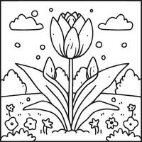 tulp kleur Pagina's. tulp bloem schets vector. bloemen kleur Pagina's voor kleur boek vector