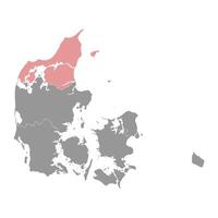 noorden Jutland regio kaart, administratief divisie van Denemarken. vector illustratie.