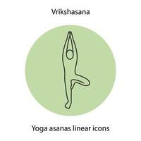 vrikshasana yoga positie lineaire pictogram. dunne lijn illustratie. yoga asana contour symbool. vector geïsoleerde overzichtstekening