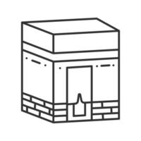 Kaaba lineaire pictogram. hadj. moslim heiligdom. islamitische cultuur. dunne lijn illustratie. contour symbool. vector geïsoleerde overzichtstekening